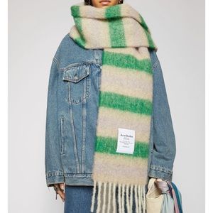 Acne Studios Green/Beige/lilac Striped Alpaca scarf